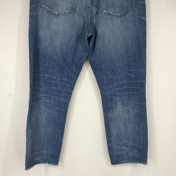 MADEWELL - WOMEN'S 29 BLUE DENIM THE HIGH RISE FRAYED SLIM BOYFRIEND JEANS - Picture 6 of 8